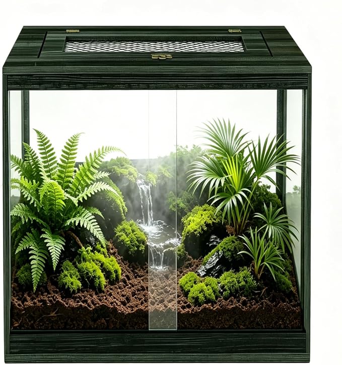 Reptile UVB T5 lighting kit with reflector mounted above a terrarium